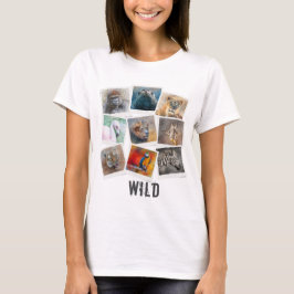 Camiseta Colagem de Moldura de Foto de Animal Selvagem Mode