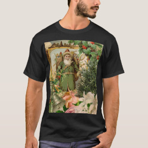 Camiseta Colagem de Natal do Papai Noel Verde do Velho Mund