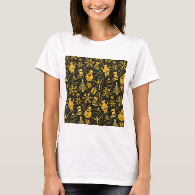 Camiseta Colagem de Natal Metálico (Frente)