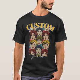 Camiseta Colagem de Personagem Retro Vintage com Texto Pers