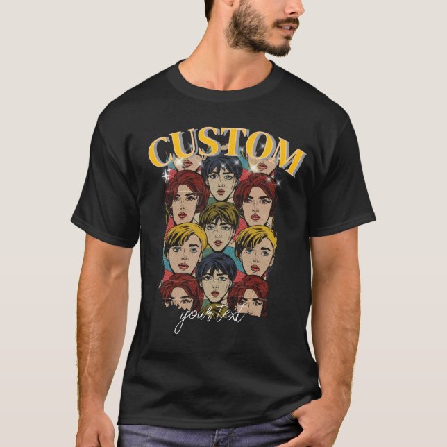 Camiseta Colagem de Personagem Retro Vintage com Texto Pers (Frente)