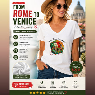 Camiseta Colagem de Pontos Turísticos de Viagem pe