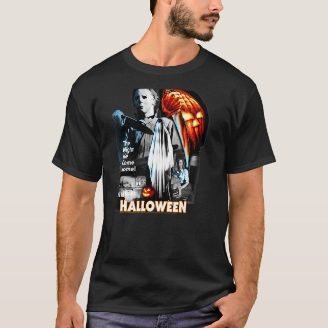 Camiseta Colagem de Poster de Halloween 1 (Frente)