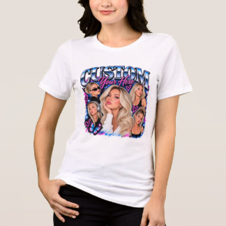 Camiseta Colagem de retrato de aniversário personalizado re