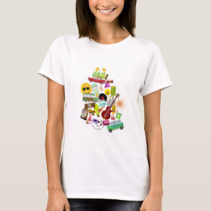 Camiseta Colagem de Retro Ilustrada Nostalgia Flashback Des