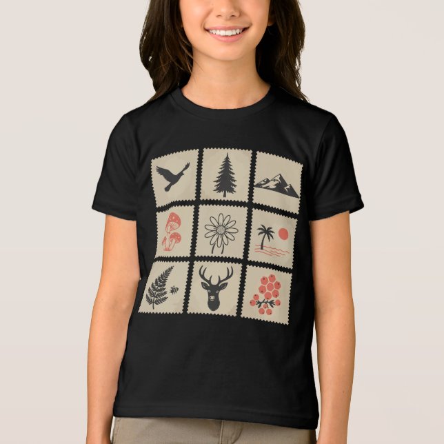 Camiseta Colagem de selos naturais (Frente)