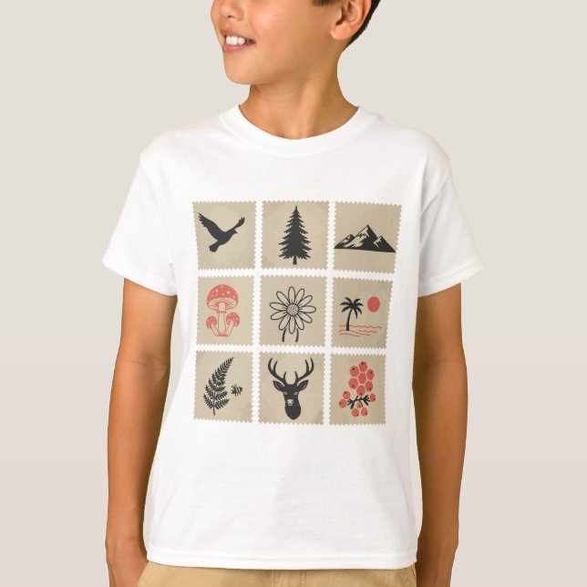 Camiseta Colagem de selos naturais (Frente)