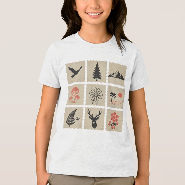 Camiseta Colagem de selos naturais (Frente)