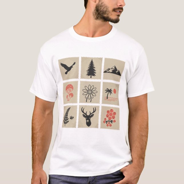 Camiseta Colagem de selos naturais (Frente)