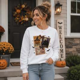 Camiseta Colagem de selos postais vintage de Halloween