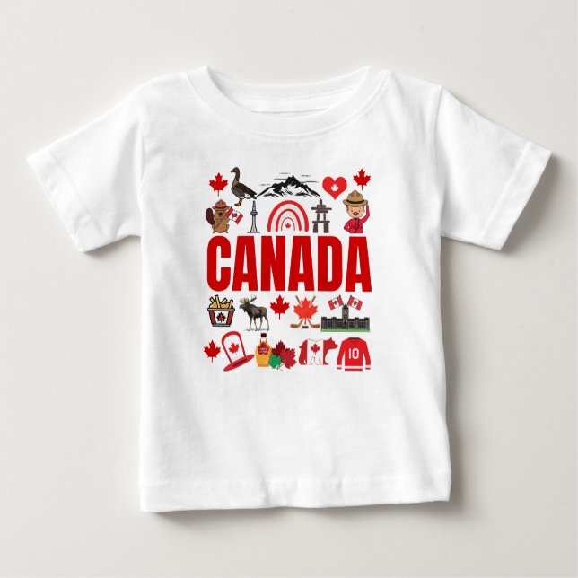Camiseta Colagem de Símbolos Cons do Canadá (Frente)