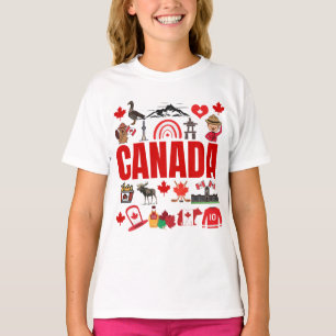 Camiseta Colagem de Símbolos Cons do Canadá