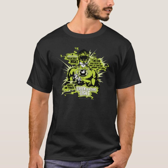 Camiseta Colagem de Texto Lanterna Verde - Cor (Frente)