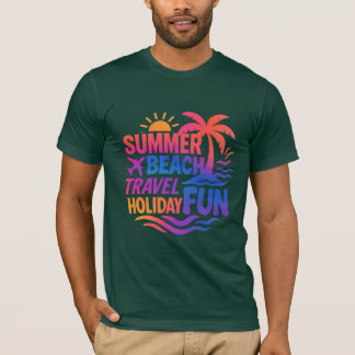 Camiseta Colagem de Tipografia de Verão Vibrante com Fusíve