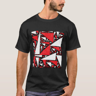 Camiseta Colagem do Triângulo Branco Vermelho Branco Cinto