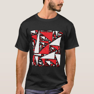 Camiseta Colagem do Triângulo Branco Vermelho Branco Cinto