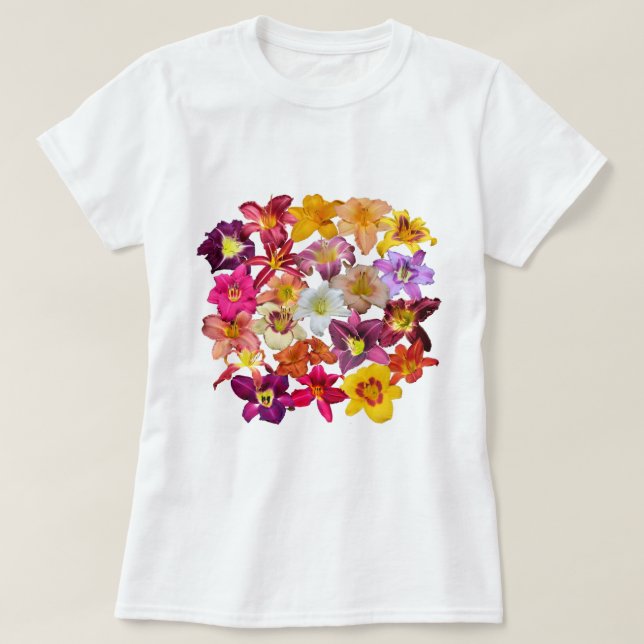 Camiseta Colagem dos hemerocallis (Frente do Design)