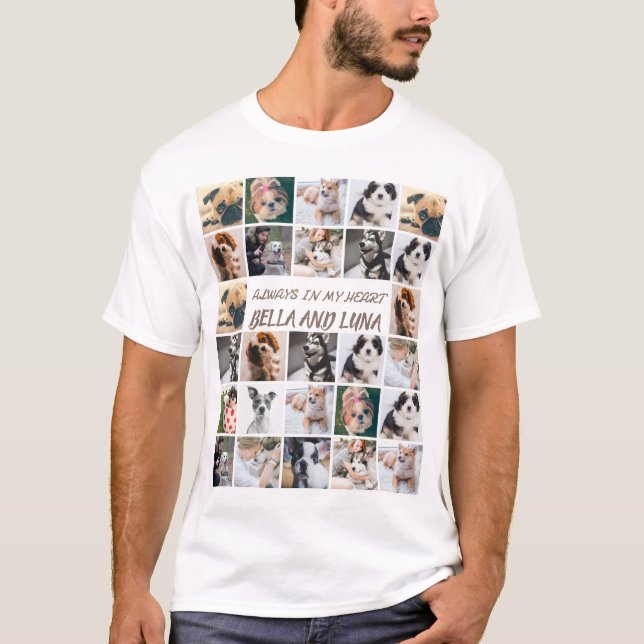 Camiseta colagem e texto de modelo do gato de estimação (Frente)