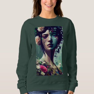 Camiseta Colagem Floral de Rosto da Mulher