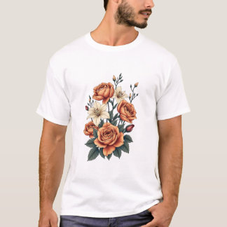 Camiseta Colagem Floral Vintage - Arte Botânica Nostálgica