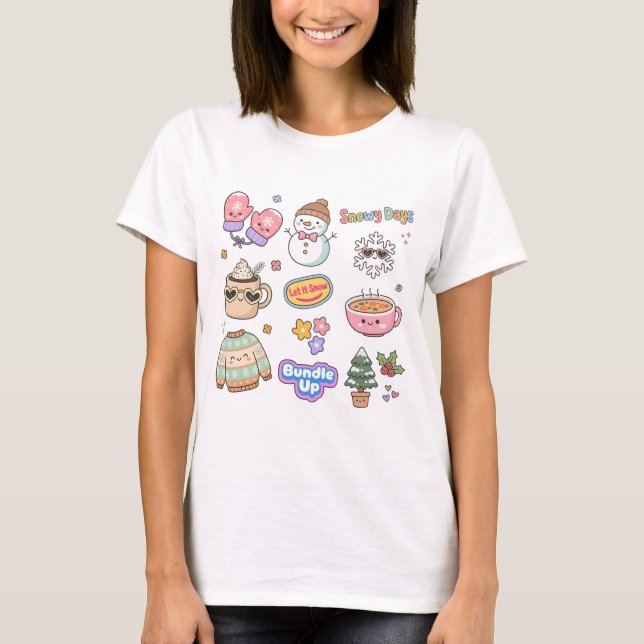 Camiseta Colagem Fofo de Inverno  (Frente)