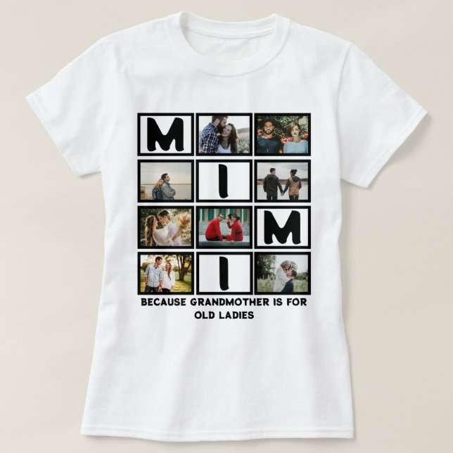 Camiseta Colagem Fotográfica da Avó Engraçada Moderna Cute  (Frente do Design)