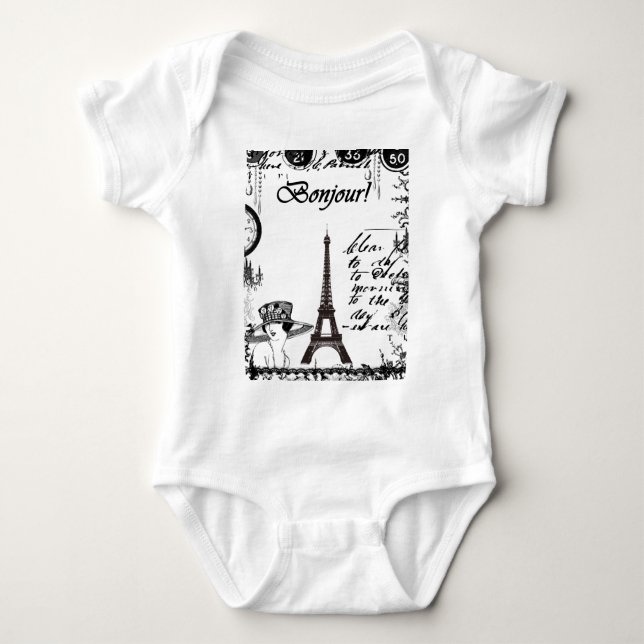 Camiseta Colagem francesa da torre Eiffel (Frente)
