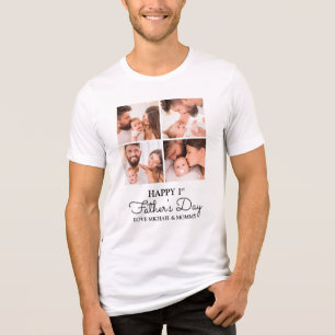 Camiseta Colagem Moderna Fofa Feliz Primeiro Dia dos Pais