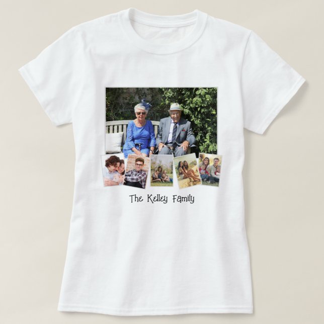 Camiseta Colagem Personalizada da Família de Fotos 6 (Frente do Design)