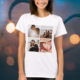 Camiseta Colagem Personalizada de 5 Fotos Personalizada