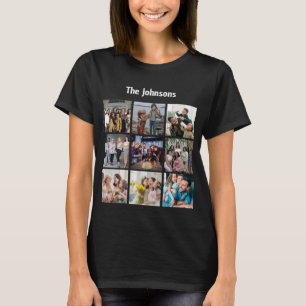 Camiseta Colagem Personalizada de 9 Fotos em Grade de Memór