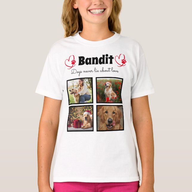 Camiseta Colagem personalizada de cães da família 4 para ra (Frente)