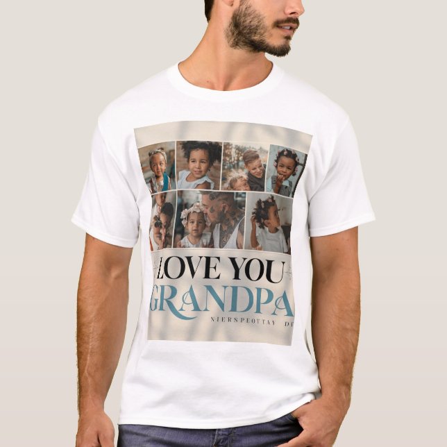 Camiseta Colagem Personalizada de Fotografias 'Ame O Vovô'  (Frente)
