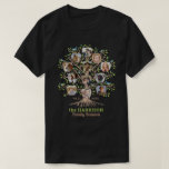 Camiseta Colagem Personalizada De Fotos Da Árvore De Reuniã<br><div class="desc">Comemore sua reunião familiar com essas camisetas personalizadas de "árvore da família". Este belo design inclui trabalho de arte de árvore original, mais 12 fotos de sua família em forma de maçãs. A trabalho de arte desenhada à mão mostra uma árvore com raízes e folhas. A árvore inclui pequenos pássaros...</div>