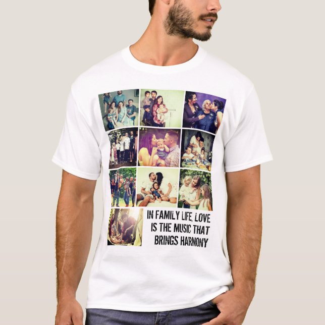 Camiseta Colagem personalizada de fotos da família (Frente)
