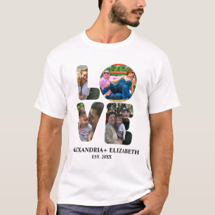 Camiseta Colagem personalizada de fotos de amor moderno 4 p