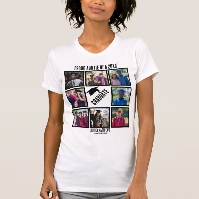 Camiseta Colagem Personalizada de Fotos de Graduação da Tia (Frente)