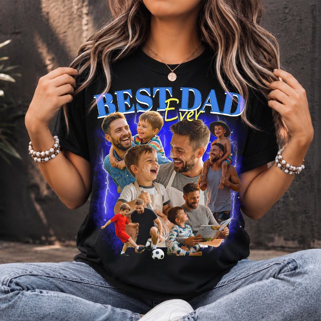 Camiseta Colagem Personalizada de Pai no Estilo Bootleg (Criador carregado)