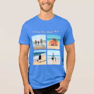 Camiseta Colagem personalizada personalizada de fotos e tex