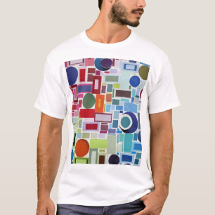 Camiseta colagem psicadélico geométrica retro dos anos 60