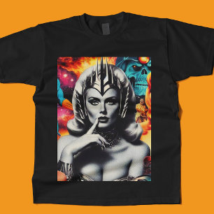 Camiseta Colagem Sci-fi Da Mulher Retrora