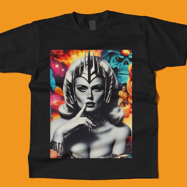 Camiseta Colagem Sci-fi Da Mulher Retrora (Criador carregado)