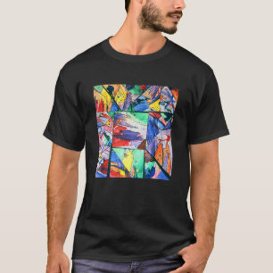 Camiseta Colagem Triangular Pintada Brilhante e Colorida Ab