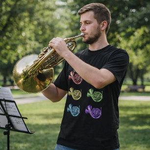 Camiseta Colar de Design de Trompa Francesa Arco-íris