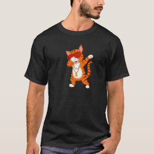 Camiseta Colar de Gatinho Dançando Dabbing Com Óculos de So