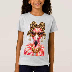 Camiseta "Colar de Pérola Dourada com Impressão de Leopardo