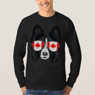 Camiseta Colarinho de Cachorro da Bandeira Canadense Border