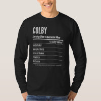 Colby Servindo Dimensões Calorias do Rótulo de Nut