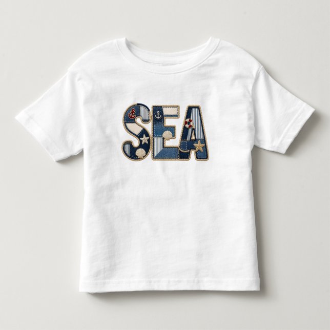 Camiseta Colcha Marítima de Patchwork PNG Desenho de Costur (Frente)