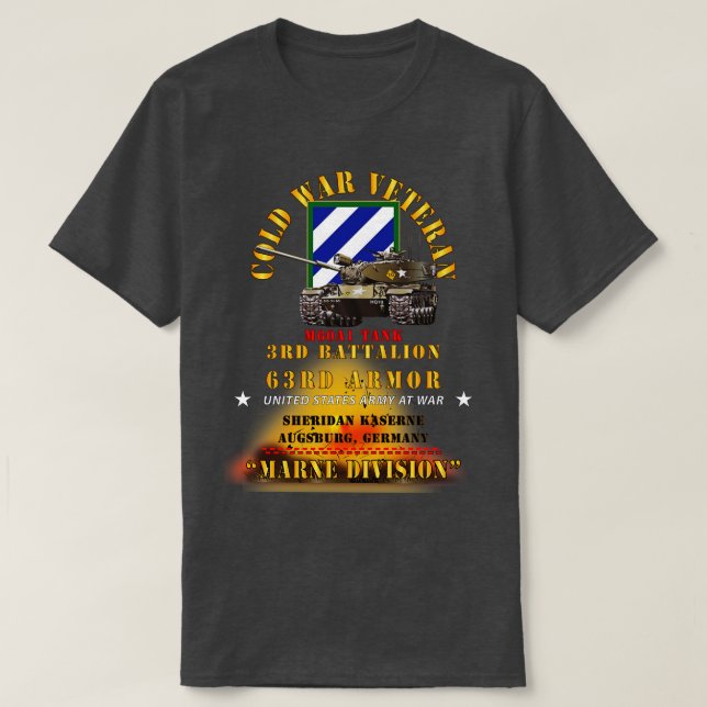 Camiseta ColdVet 3rd Bn 63rd Armor 3rd Inf Div Augsberg FRG (Frente do Design)